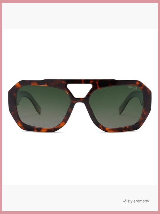 Polarized Aviator Sunglasses with Hexagonal Square Design main image 7